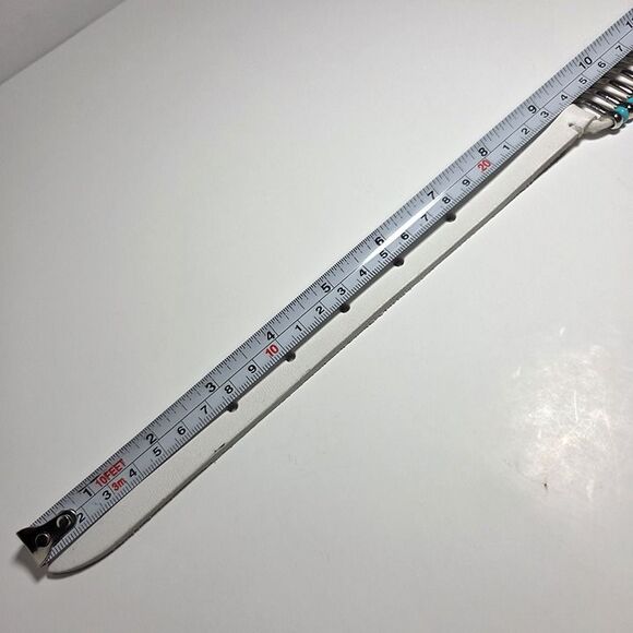 IRO White Leather Belt Silver Studs Turquoise Black Bead Accents Edgy Boho Sz 80 main image 5